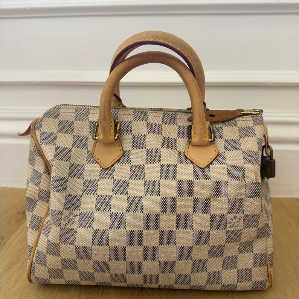 Louis Vuitton Beige and Tan Checkered Top-Handle Satchel